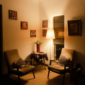 Relax corner, dining hall.