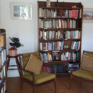 The library offers a wide variety of reading material and a quiet space.
