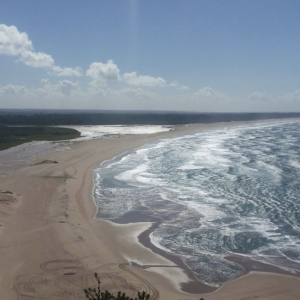 View of Estuary and Umfolozi river mouth from Maphelane, SA's highest vegetated dune.